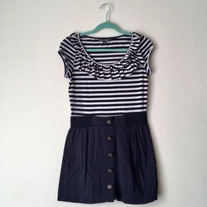 Sailor Style Mini Dress with Button Details
